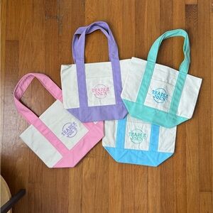 Trader Joe’s mini Canvas Tote Bag- Teal, Pink, Purple, Blue